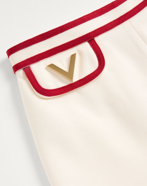 Valentino - Crepe Couture Shorts - Ivory/red - Woman - Trousers And Shorts